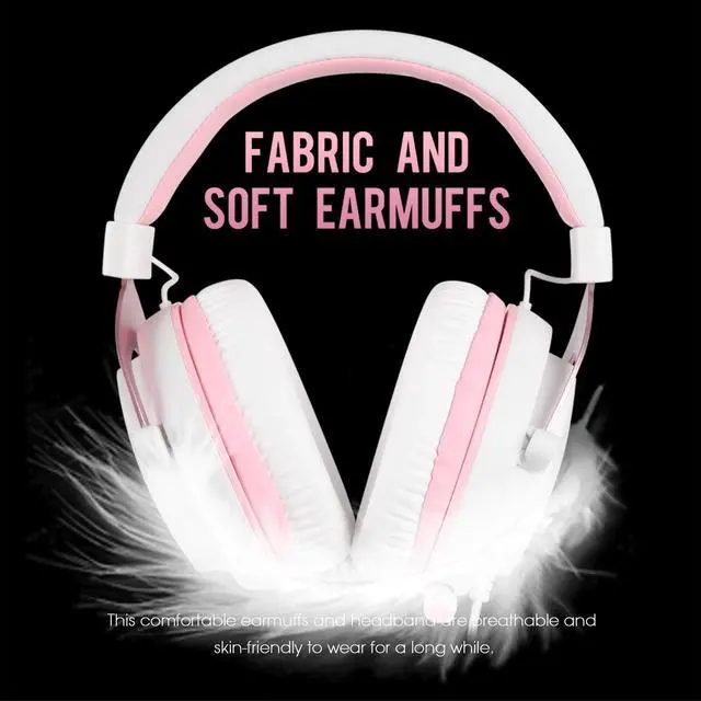 Alt view image 3 of 7 - MPOWER Stereo Gaming Headset for PS4, PC, Mobile, Noise Cancelling Over Ear Headphones with Retractable Flexible Mic & Soft Memory Earmuffs for Laptop Mac Games-Angel Edition
