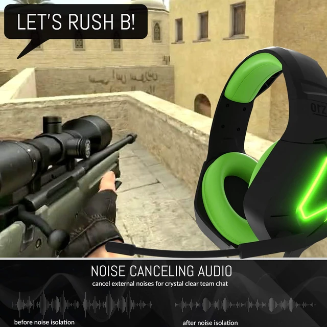 Alt view image 5 of 7 - Gaming Headset (Green) for PC and Gaming Consoles PS5, PS4, Xbox Series X | S, Xbox ONE, Nintendo Switch & Google Stadia Stereo Sound with Noise Cancelling mic - Hornet RXH-20 Sagano Edition