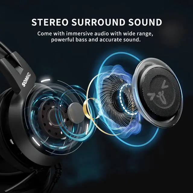 Alt view image 2 of 7 - Stereo Gaming Headset with Mic for PS4, PS5, Xbox One, PC, Mobile Phone, 3.5MM Sound Detachable Cat Ear Headphones Lightweight Self-Adjusting Over Ear Office Headphones G951S Black