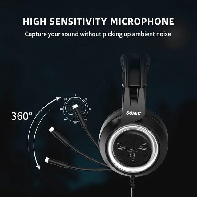 Alt view image 3 of 7 - Stereo Gaming Headset with Mic for PS4, PS5, Xbox One, PC, Mobile Phone, 3.5MM Sound Detachable Cat Ear Headphones Lightweight Self-Adjusting Over Ear Office Headphones G951S Black