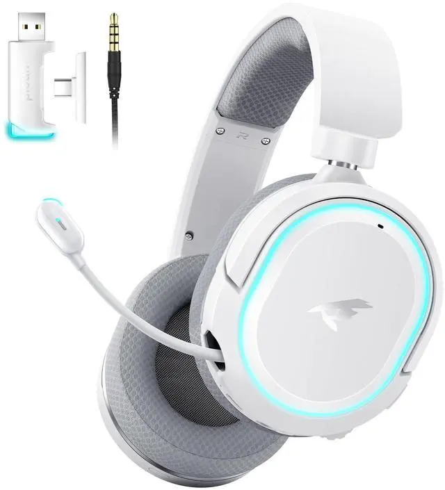 Main image of Wireless Gaming Headset, Over-Ear 7.1 Virtual Surround Sound, 2.4GHz/Bluetooth 5.4/Wired, 5ms Ultra-Low Latency, 100H Battery, ENC Noise-Canceling Mic, RGB, for PC PS5 PS4 Switch (Grey)