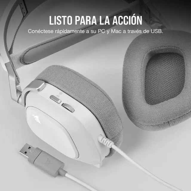 Alt view image 5 of 7 - USB Premium Gaming Headset with Dolby Audio 7.1 Surround Sound (Broadcast-Grade Omni-Directional Microphone, Memory Foam Earpads, High-Fidelity Sound, Durable Construction) White