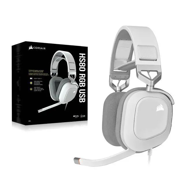 Alt view image 7 of 7 - USB Premium Gaming Headset with Dolby Audio 7.1 Surround Sound (Broadcast-Grade Omni-Directional Microphone, Memory Foam Earpads, High-Fidelity Sound, Durable Construction) White