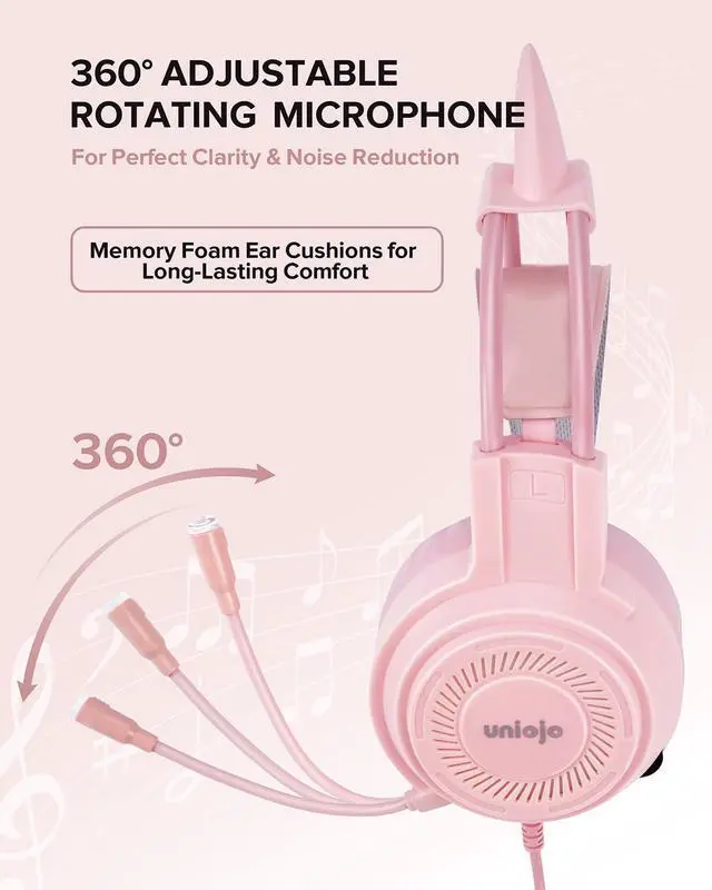 Alt view image 4 of 7 - Upgraded Pink Gaming Headset for PS4, PS5, Xbox One, PC, Switch, Laptop