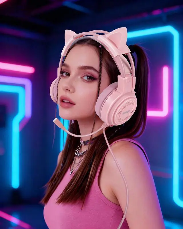 Alt view image 7 of 7 - Upgraded Pink Gaming Headset for PS4, PS5, Xbox One, PC, Switch, Laptop