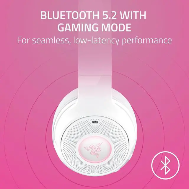 Alt view image 3 of 7 - Kraken Kitty V2 BT Wireless RGB Headset: Chroma RGB Kitty Ears & Earcups - Bluetooth 5.2-40 mm Drivers - Noise-Cancelling Mics - Lightweight - 40 Hr Battery w/Type C Charging - White