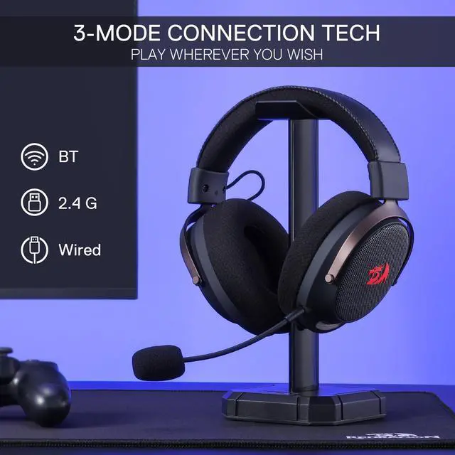 Alt view image 2 of 7 - Mode Wireless Gaming Headset, 7.1 Surround Sound, 53 mm Drivers, Memory Foam Ear Pads, Detachable Noise-canceling Microphone, Over-Ear Headphones Works for Phone, PC/PS5/NS, Black