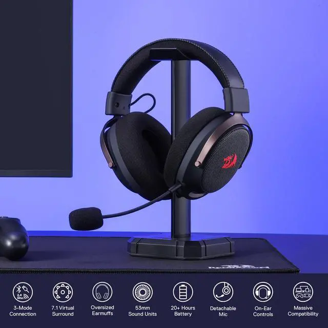 Alt view image 7 of 7 - Mode Wireless Gaming Headset, 7.1 Surround Sound, 53 mm Drivers, Memory Foam Ear Pads, Detachable Noise-canceling Microphone, Over-Ear Headphones Works for Phone, PC/PS5/NS, Black