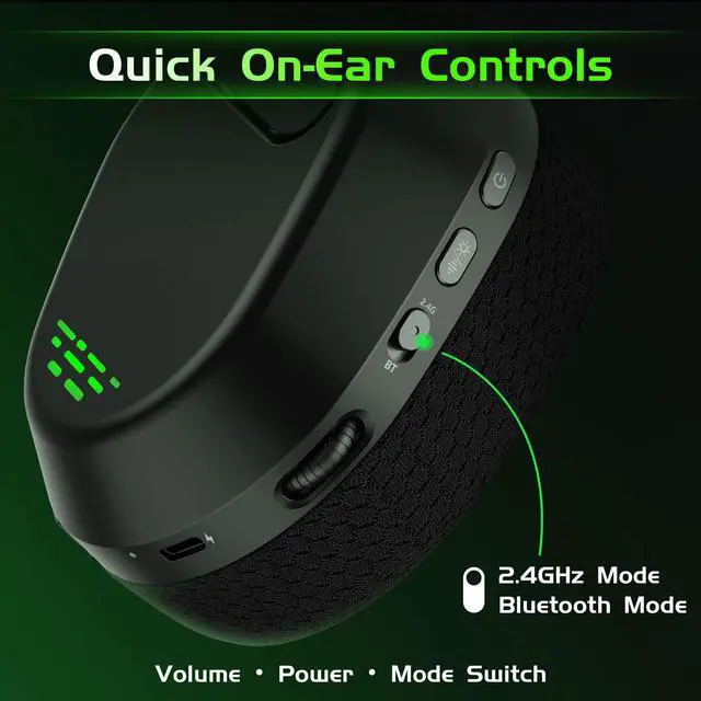 Alt view image 7 of 7 - Wireless Gaming Headset for Xbox Series X/S, Xbox One, PS5, PC, Bluetooth 6.0 Gaming Headphones with Flip-to-Mute Noise-Canceling Mic, 70-Hour Playtime, Foldable, 3D Surround Sound - Black