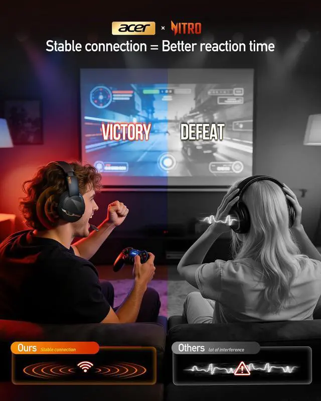 Alt view image 4 of 7 - Wireless Gaming Headset, PS5 Headset with 2.4GHz for Ps5, Ps4, PC, Switch, Bluetooth 5.3 + 100Hrs Gaming Headphones with Noise Canceling Mic for Laptop, Mobile, Mac, 50mm Drivers (Orange)