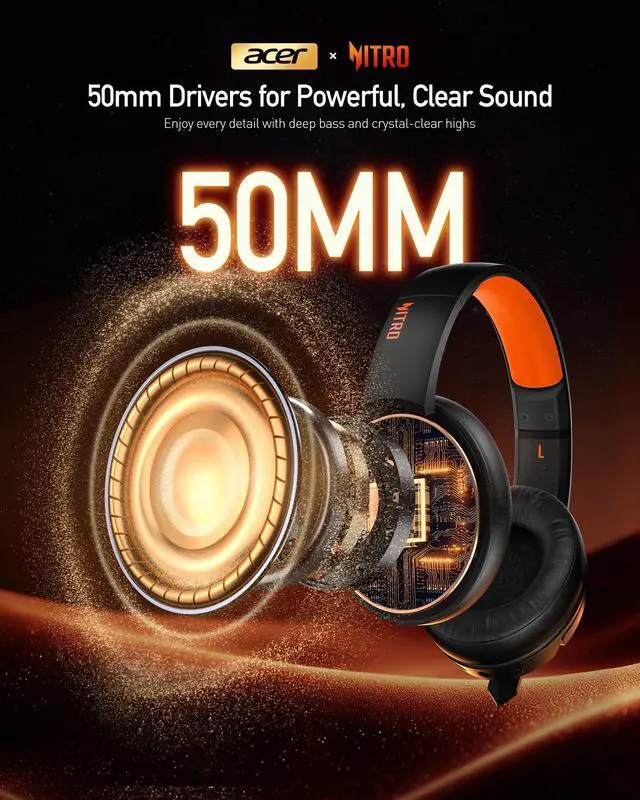 Alt view image 7 of 7 - Wireless Gaming Headset, PS5 Headset with 2.4GHz for Ps5, Ps4, PC, Switch, Bluetooth 5.3 + 100Hrs Gaming Headphones with Noise Canceling Mic for Laptop, Mobile, Mac, 50mm Drivers (Orange)