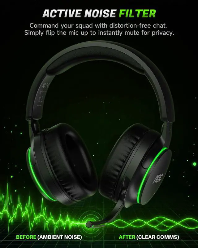 Alt view image 5 of 7 - Wireless Gaming Headset for Xbox Series X|S & Xbox One, Up to 75H Battery, Bluetooth 5.4 & 2.4GHz, 50mm Driver, Noise Canceling Mic, Gaming Headphones for PC, PS5, Switch, Black
