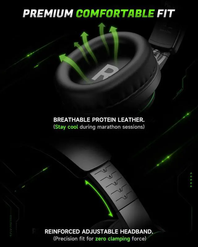 Alt view image 7 of 7 - Wireless Gaming Headset for Xbox Series X|S & Xbox One, Up to 75H Battery, Bluetooth 5.4 & 2.4GHz, 50mm Driver, Noise Canceling Mic, Gaming Headphones for PC, PS5, Switch, Black