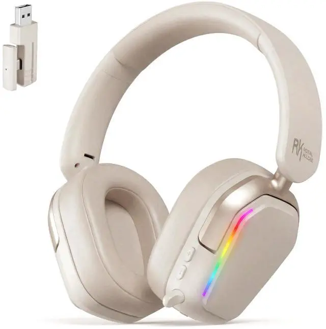 Main image of Wireless Gaming Headset, 7.1 Surround Sound, Stereo Wired Headphones with Retractable Mic, Bluetooth5.3, RGB, Memory Foam Ear Pads, Works with PC, PS4, PS5, Switch, Platinum Grey
