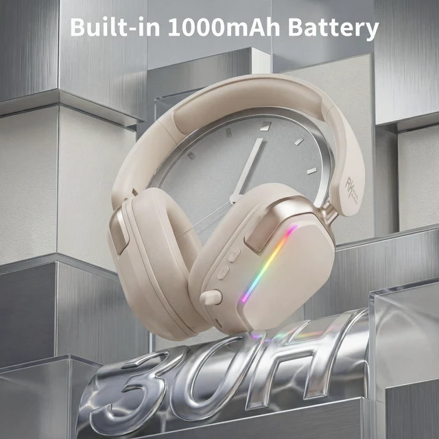 Alt view image 6 of 7 - Wireless Gaming Headset, 7.1 Surround Sound, Stereo Wired Headphones with Retractable Mic, Bluetooth5.3, RGB, Memory Foam Ear Pads, Works with PC, PS4, PS5, Switch, Platinum Grey