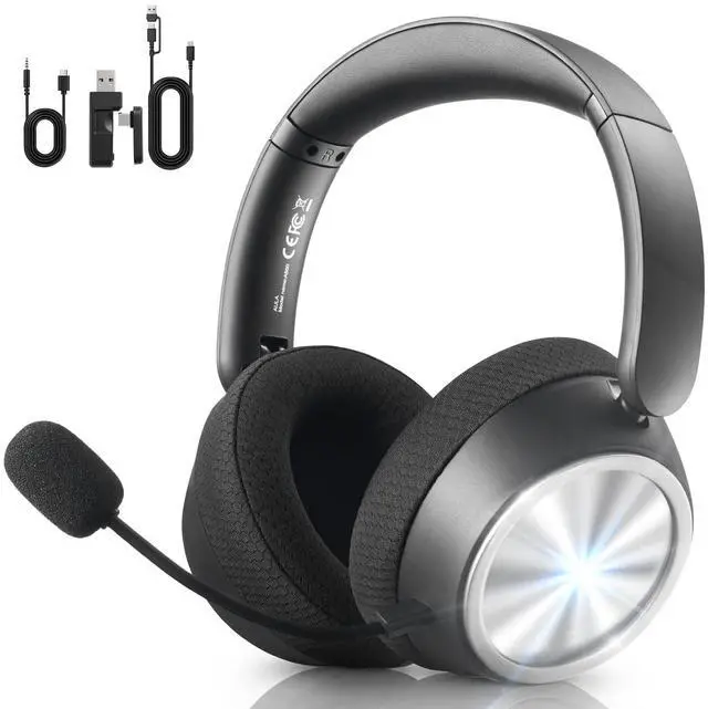 Main image of Wireless Gaming Headset for PS5,Xbox,PC,PS4,Mac,Switch,Mobile,2026 Bluetooth Gaming Headphones with Mic,Noise Cancelling Over Ear Headphones 4-in-1 Connection,13Ms Latency,110H Battery,Foldable-Black