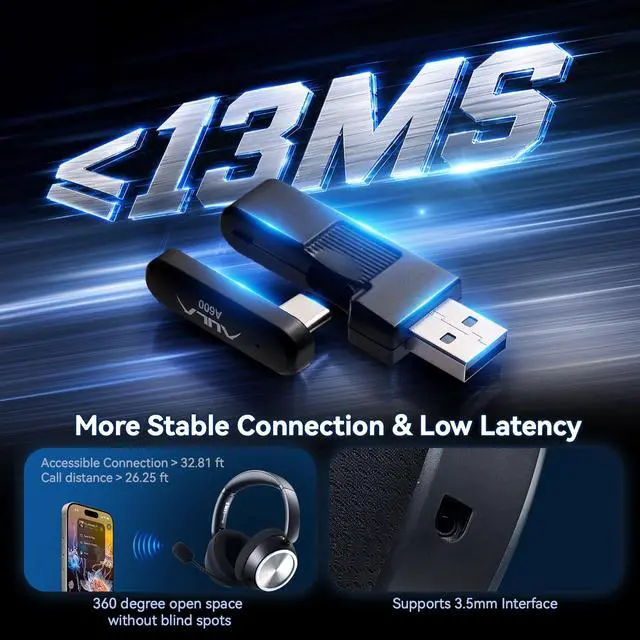 Alt view image 5 of 7 - Wireless Gaming Headset for PS5,Xbox,PC,PS4,Mac,Switch,Mobile,2026 Bluetooth Gaming Headphones with Mic,Noise Cancelling Over Ear Headphones 4-in-1 Connection,13Ms Latency,110H Battery,Foldable-Black