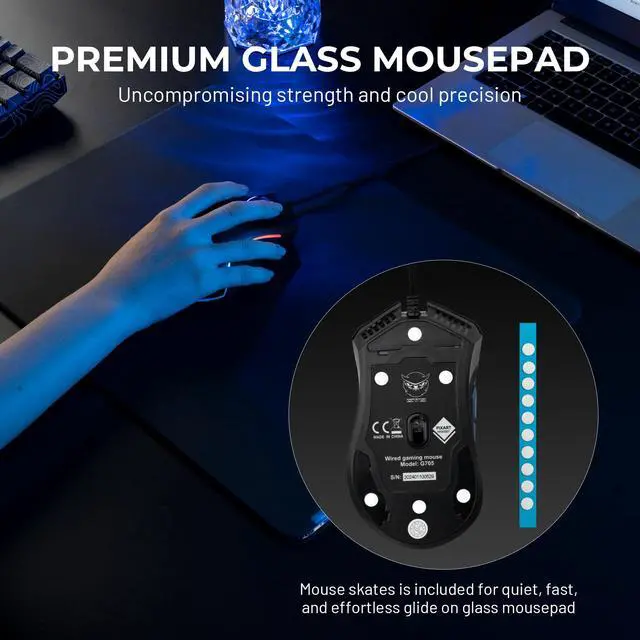 Alt view image 4 of 6 - Black Glass Mousepad 4.0, Hard Mouse Pad for Gaming, Ultra-Smooth Micro-Etched Surface Mouse Mat with Non-Slip Rubber Base(410mm*310mm)
