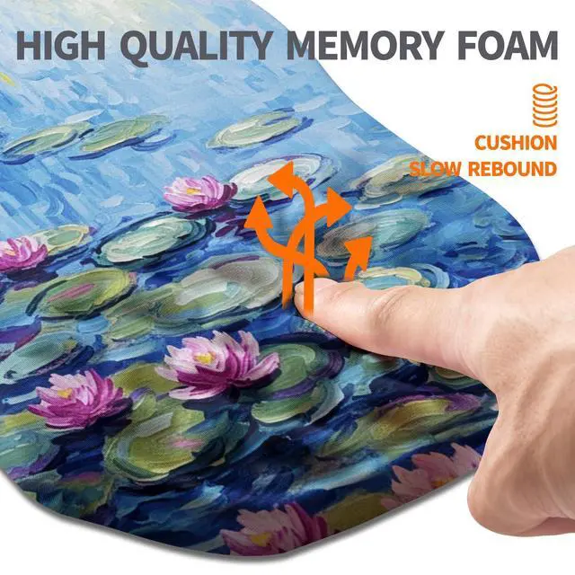 Alt view image 3 of 6 - Ergonomic Slope Mouse Pad Wrist Support, Wrist Rest Mousepad for Carpal Tunnel Pain Relief with Massage Bulge and Slow Rebound Memory Foam (12x8 inch, Lotus Pond)