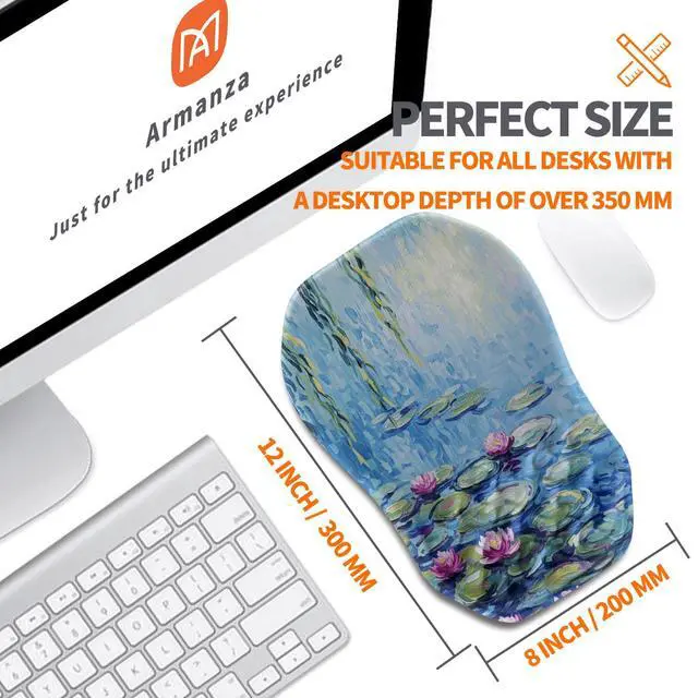 Alt view image 5 of 6 - Ergonomic Slope Mouse Pad Wrist Support, Wrist Rest Mousepad for Carpal Tunnel Pain Relief with Massage Bulge and Slow Rebound Memory Foam (12x8 inch, Lotus Pond)
