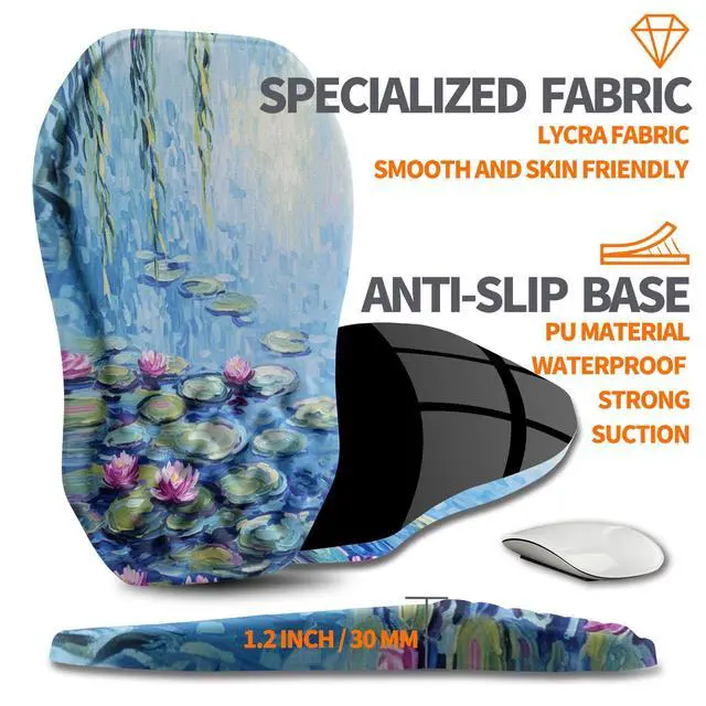 Alt view image 6 of 6 - Ergonomic Slope Mouse Pad Wrist Support, Wrist Rest Mousepad for Carpal Tunnel Pain Relief with Massage Bulge and Slow Rebound Memory Foam (12x8 inch, Lotus Pond)