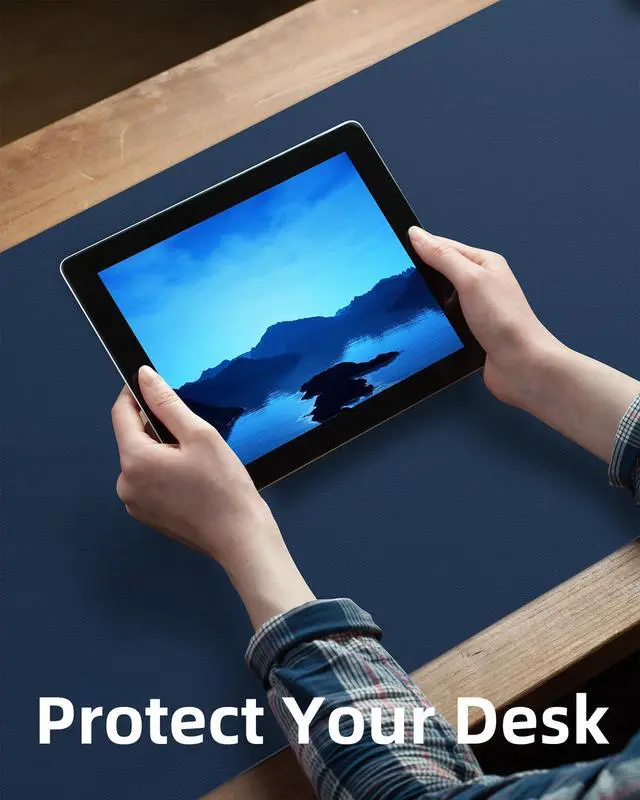 Alt view image 3 of 7 - ,55" x 17"Leather Desk Pad Protector,Large Mouse Pad,Office Desk Mat, Non-Slip PU Leather Desk Blotter,Desk Pad,Waterproof Desk Writing Pad for Office/Home/Decor (Midnight Blue)