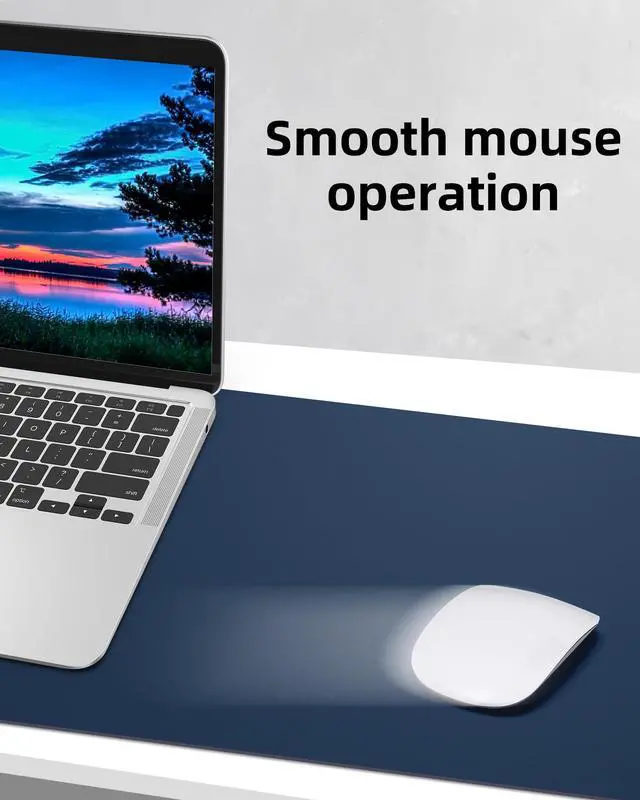 Alt view image 5 of 7 - ,55" x 17"Leather Desk Pad Protector,Large Mouse Pad,Office Desk Mat, Non-Slip PU Leather Desk Blotter,Desk Pad,Waterproof Desk Writing Pad for Office/Home/Decor (Midnight Blue)
