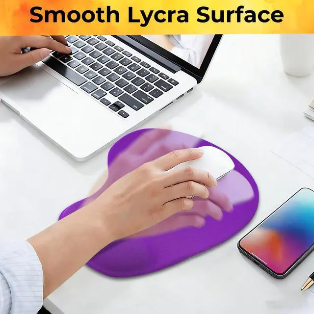 Alt view image 3 of 7 - Mouse Pad with Wrist Support, 2-Pack Ergonomic Mousepad with Wrist Rest, Gaming Mouse Pad with Non-Slip PU Base, Relieve Pain Relief, for Home Office Computer Laptop, Purple
