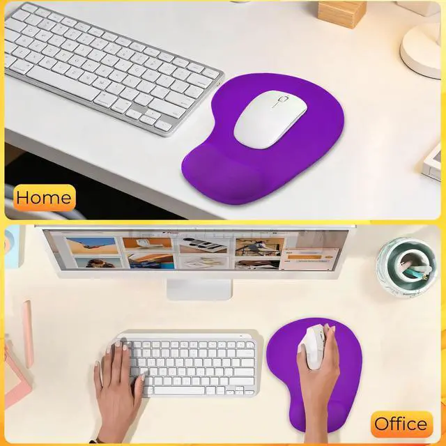 Alt view image 7 of 7 - Mouse Pad with Wrist Support, 2-Pack Ergonomic Mousepad with Wrist Rest, Gaming Mouse Pad with Non-Slip PU Base, Relieve Pain Relief, for Home Office Computer Laptop, Purple