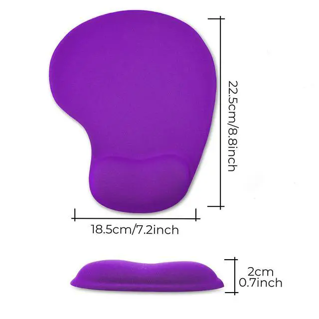 Alt view image 6 of 7 - Mouse Pad with Wrist Support, 2-Pack Ergonomic Mousepad with Wrist Rest, Gaming Mouse Pad with Non-Slip PU Base, Relieve Pain Relief, for Home Office Computer Laptop, Purple