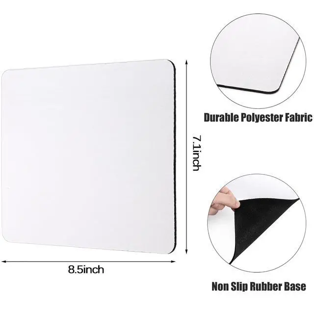 Alt view image 2 of 7 - Pcs Sublimation Mouse Pad Blanks, Heat Press Printing Crafts Mousepads 3mm Thick DIY Custom Mouse Pads Anti-Slip Rubber Mouse Mat for Office Laptop Computer Gaming