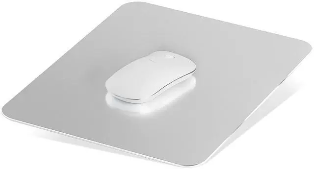 Main image of Aluminum Mouse Mat, Double Sided Material, Hard for Desk, Laptop, Computer, Office and Gaming, Silver