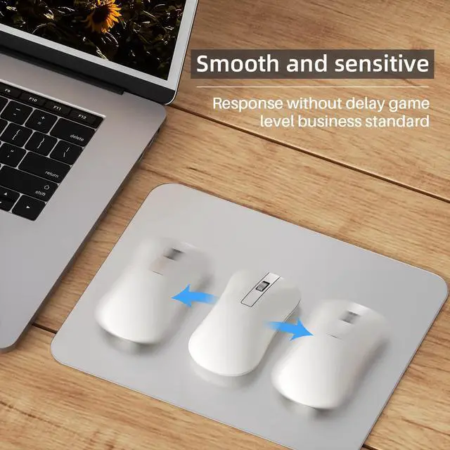 Alt view image 4 of 6 - Aluminum Mouse Mat, Double Sided Material, Hard for Desk, Laptop, Computer, Office and Gaming, Silver