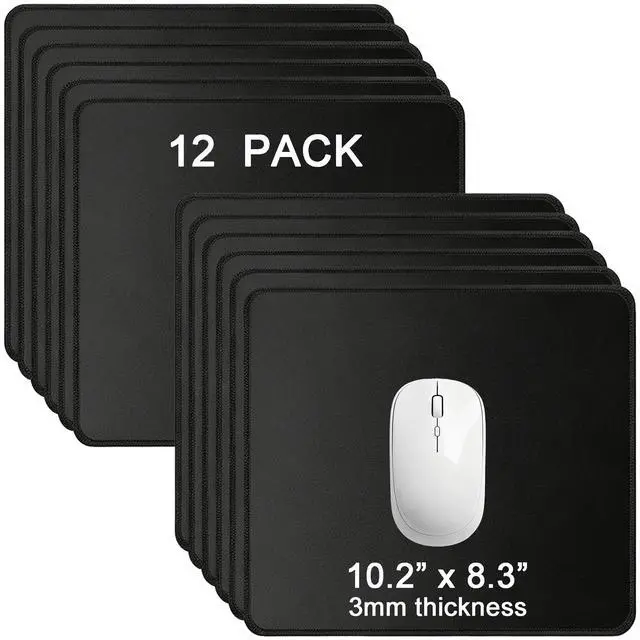 Main image of 12 Pack Mouse Pads Bulk, Black Mouse Pads for Desk, Office and School