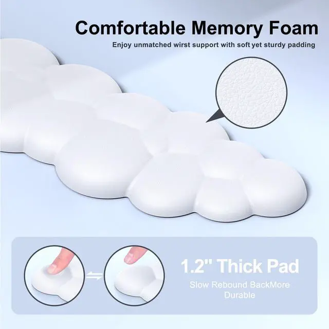 Alt view image 5 of 7 - Cloud Mouse Pad with Wrist Rest, Cloud Keyboard Wrist Rest, Mouse Pad Wrist Support, Ergonomic Keyboard Mouse Wrist Support White