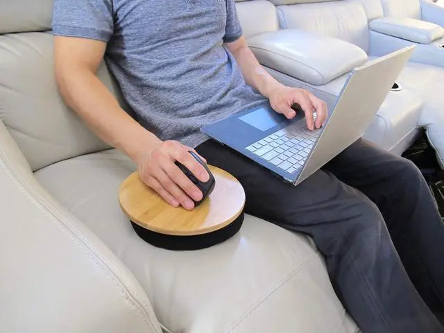 Alt view image 4 of 6 - Beanbag Ergonomic Mousepad - Comfortable Mouse Pad for Sofa, Bed, Lap, Couch, and Anywhere Else (Bamboo Wood)