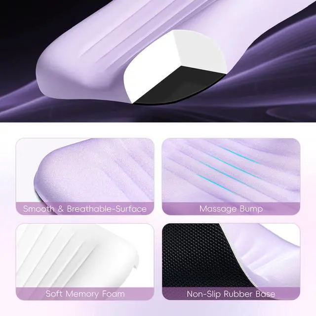 Alt view image 3 of 6 - Mouse Pad with Wrist Rest Set Foam L-Shaped Desk Elbow Pad Ergonomic Desk Edge Cushion Anti-Slip Rubber Bottom Office Women Desk Accessories for Computer, Laptop and Gaming, Purple