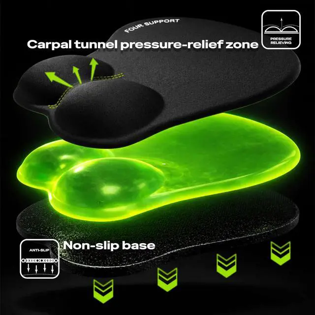Alt view image 4 of 7 - Ergonomic Gel Mouse Pad with Wrist Rest for Pressure-Relief Orthopedic Style Wrist Support, Physiotherapist Brand 10.1L x 8.5W inches