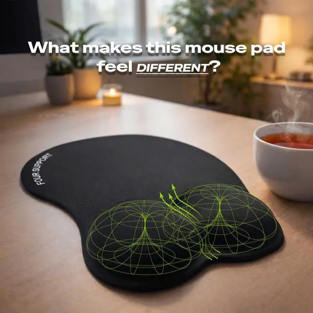 Alt view image 5 of 7 - Ergonomic Gel Mouse Pad with Wrist Rest for Pressure-Relief Orthopedic Style Wrist Support, Physiotherapist Brand 10.1L x 8.5W inches