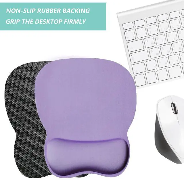 Alt view image 4 of 7 - Mouse Pad with Wrist Support, Ergonomic Mousepad with Comfortable Memory Foam Wrist Rest Cushion, Relieve Wrist Pain, Non-Slip Rubber Base Gaming Mice Pad for Home Office Computer Laptop, Purple