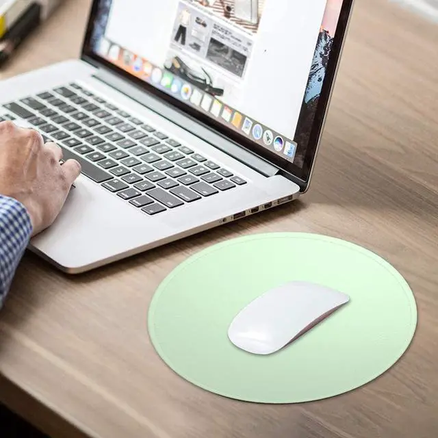Alt view image 7 of 7 - Round Mouse Pad, 8.7 x 8.7 Inch Premium-Textured Washable Non-Slip Rubber Base Cute Small Mouse Mat with Stitched Edge for Women Wireless Computer Laptop Gaming Desk Accessories, Lake Green