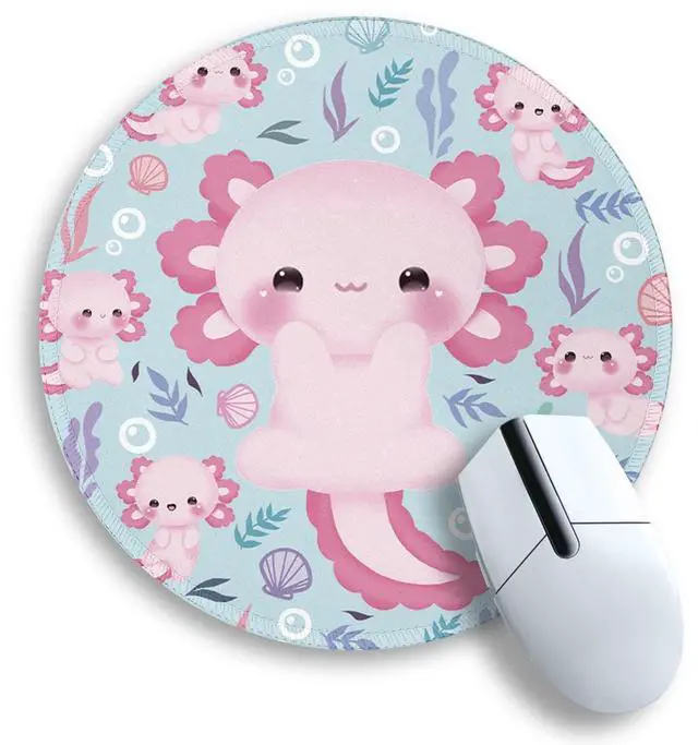 Main image of Axolotls Mouse Pad, Cute Small Mouse Pads for Desk, 8.6 in, Round