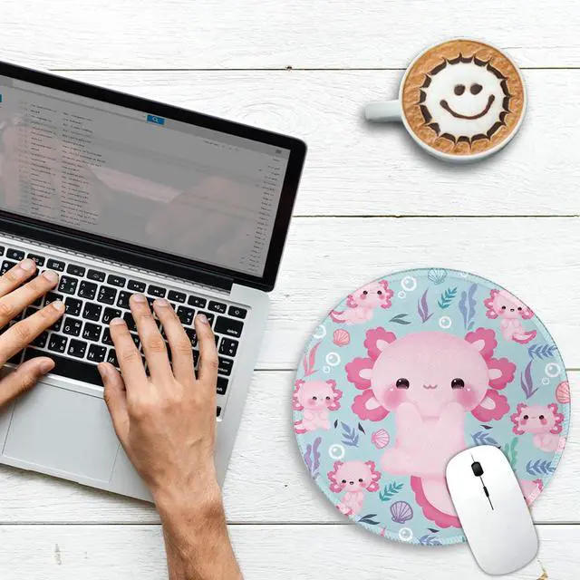 Alt view image 2 of 6 - Axolotls Mouse Pad, Cute Small Mouse Pads for Desk, 8.6 in, Round