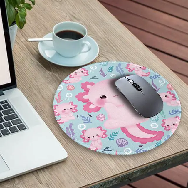 Alt view image 3 of 6 - Axolotls Mouse Pad, Cute Small Mouse Pads for Desk, 8.6 in, Round