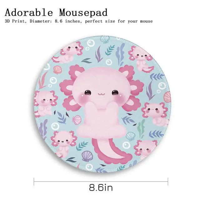 Alt view image 4 of 6 - Axolotls Mouse Pad, Cute Small Mouse Pads for Desk, 8.6 in, Round