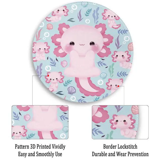 Alt view image 5 of 6 - Axolotls Mouse Pad, Cute Small Mouse Pads for Desk, 8.6 in, Round