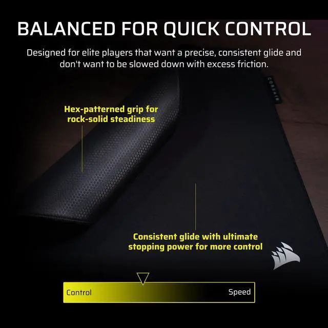 Alt view image 6 of 6 - PRO Control Cloth Medium Gaming Mouse Pad Esports-Tuned Surface for Precision & Micro-Adjustments, 4mm Thick Non-Slip Base, Durable Stitched Edges Black