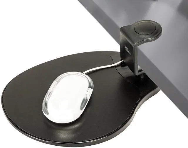Main image of Clamp on Mouse Platform, Clip on Mouse Pad, Rotating 360, Easy Slide Out Tray, Suitable Up to for 1.5" Thickness Desk, for Home, Office to Save Space (Black)