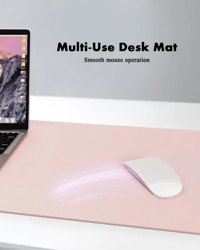 Alt view image 6 of 7 - Double-Sided Desk Pad, 31.5"x15.7"Leather Desk Mat, Eco Cork Desk Pad Protector,Large Mouse Pad,Waterproof Desk Blotter for Office/Home(Pink)