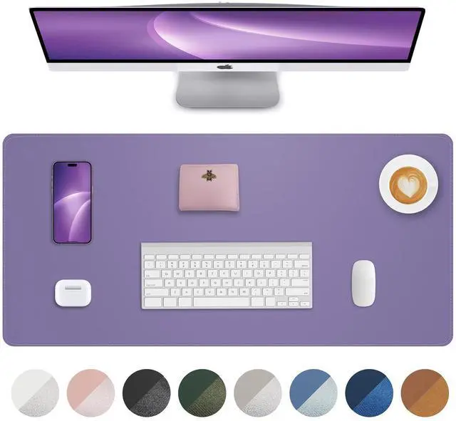 Main image of Leather Desk Pad Protector,Desk Mat,Large Mouse Pad, Non-Slip Desk Pad, Waterproof PU Leather Desk Blotter Mat, Desk Cover for Office and Home (Light Purple, 36" x 17")